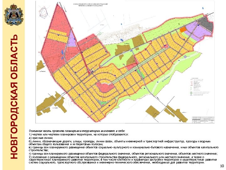 НОВГОРОДСКАЯ ОБЛАСТЬ Основная часть проекта планировки территории включает в себя: 1) чертеж или чертежи