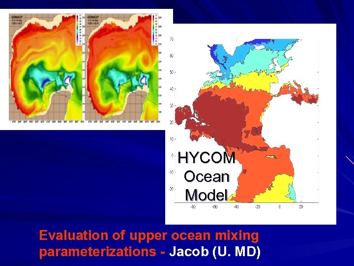 HYCOM Ocean Model Evaluation of upper ocean mixing parameterizations - Jacob (U. MD) 