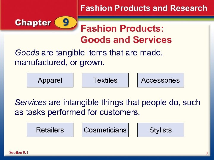 Fashion Products and Research Fashion Products: Goods and Services Goods are tangible items that
