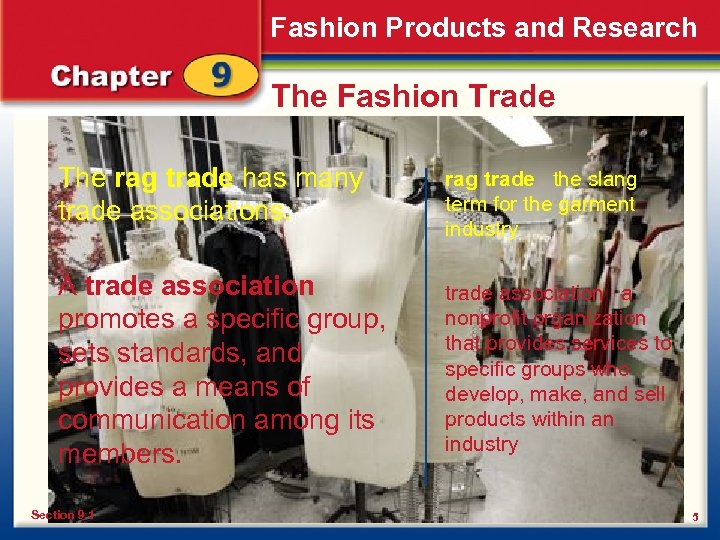 Fashion Products and Research The Fashion Trade The rag trade has many trade associations.