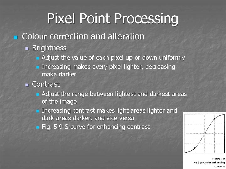 Pixel Point Processing n Colour correction and alteration n Brightness n n n Adjust