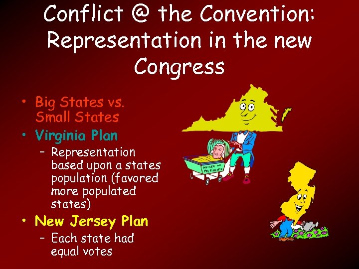 Conflict @ the Convention: Representation in the new Congress • Big States vs. Small