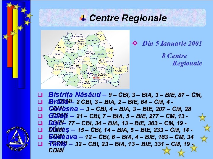 Centre Regionale v Din 5 Ianuarie 2001 8 Centre Regionale q q q q