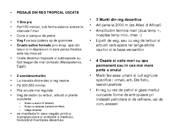  • PEISAJE DIN REG TROPICAL USCATE • • 1 Des p z Pp<150