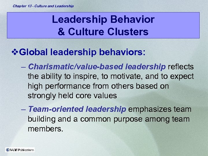 Chapter 13 — Culture And Leadership Chapter 13