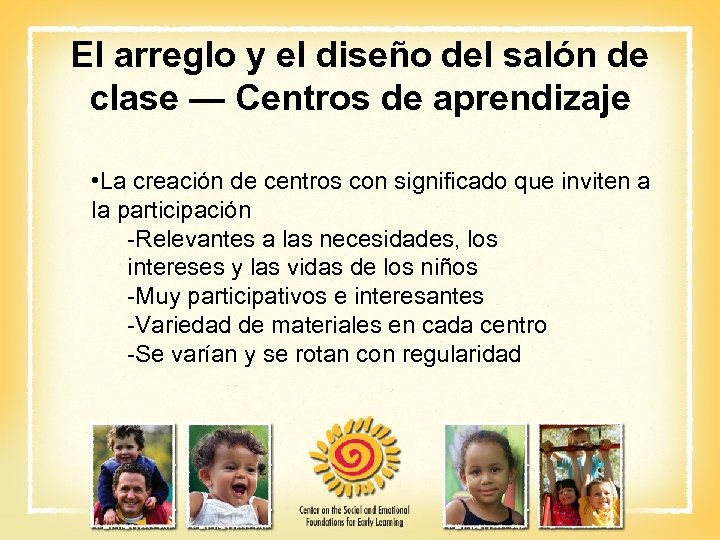 El arreglo y el diseño del salón de clase — Centros de aprendizaje •