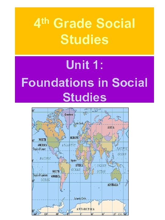 4 th Grade Social Studies Unit 1: Foundations in Social Studies 