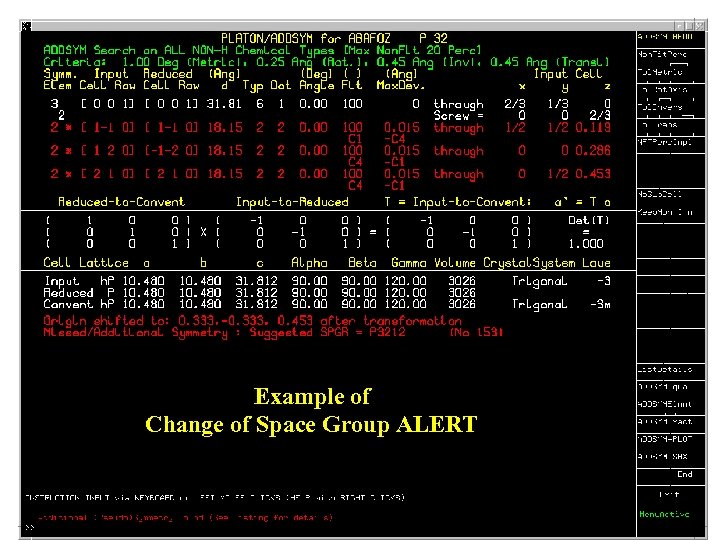 Example of Change of Space Group ALERT 