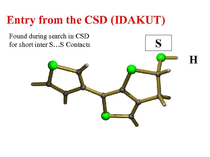 Entry from the CSD (IDAKUT) S H Found during search in CSD for short