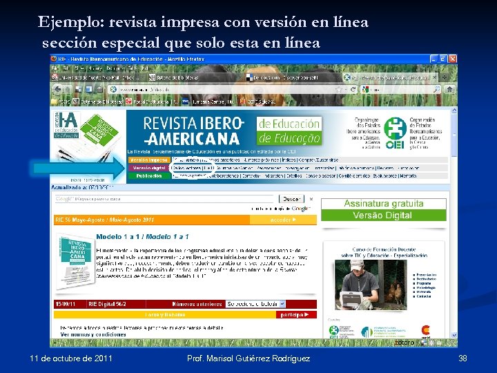 Ejemplo: revista impresa con versión en línea sección especial que solo esta en línea