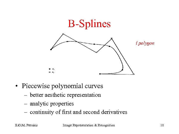 B-Splines guided polygon spline • Piecewise polynomial curves – better aesthetic representation – analytic