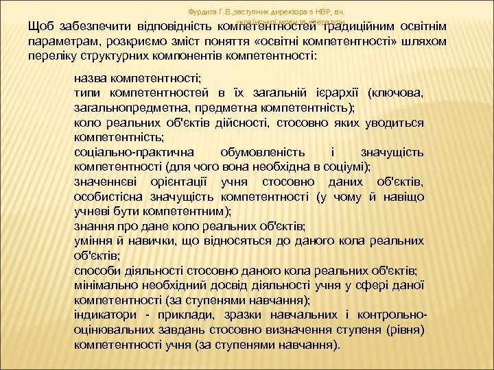 Фурдига Г. В. , заступник директора з НВР, вч. української мови та літератури Щоб