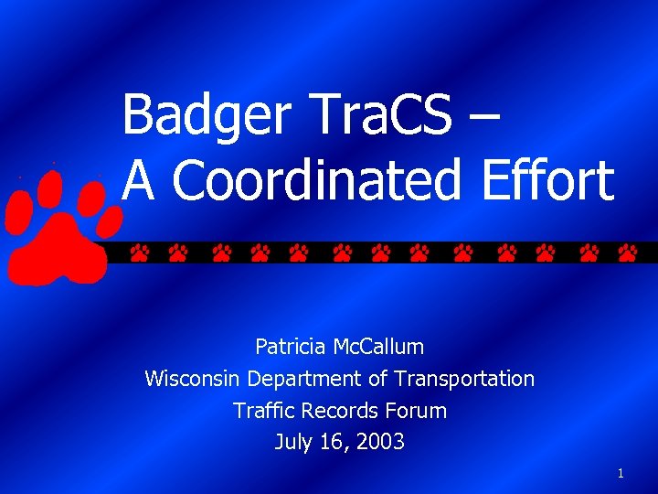 Badger Tra. CS – A Coordinated Effort Patricia Mc. Callum Wisconsin Department of Transportation