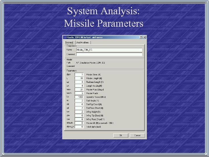 System Analysis: Missile Parameters 
