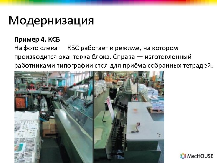 Модернизация Пример 4. КСБ На фото слева — КБС работает в режиме, на котором