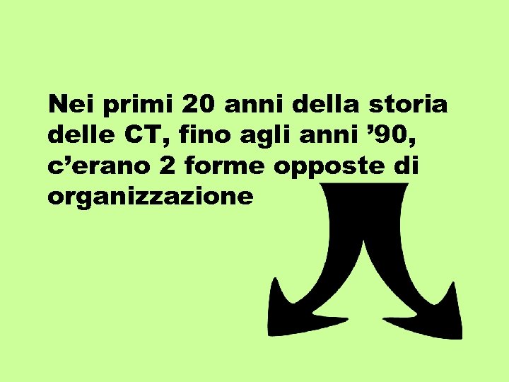 Nei primi 20 anni della storia delle CT, fino agli anni ’ 90, c’erano
