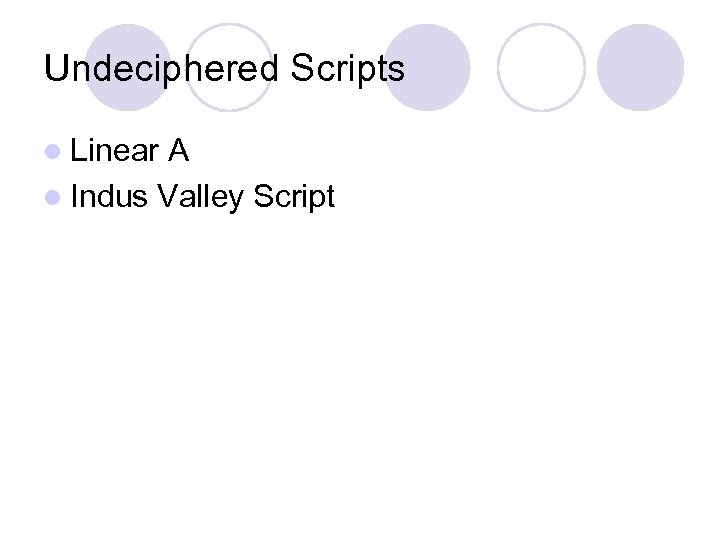 Undeciphered Scripts l Linear A l Indus Valley Script 