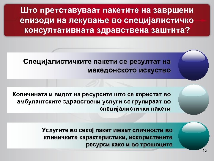Што претставуваат пакетите на завршени епизоди на лекување во специјалистичко консултативната здравствена заштита? Специјалистичките