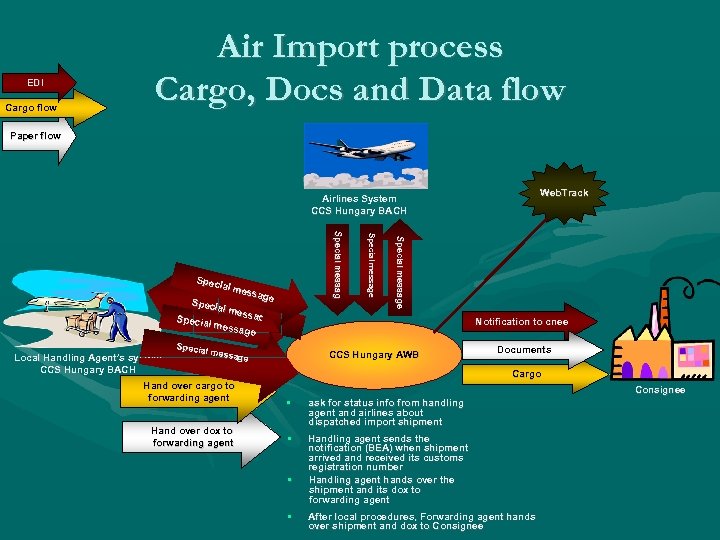 EDI Cargo flow Air Import process Cargo, Docs and Data flow Paper flow Web.