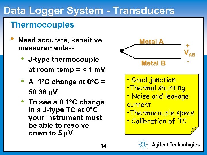 Data Logger System - Transducers Thermocouples Click to edit Master subtitle style • Need