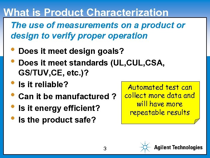 What is Product Characterization The use of measurements on Click to edit Master subtitle