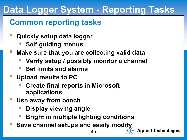 Data Logger System - Reporting Tasks Common Master subtitle style Click to edit reporting