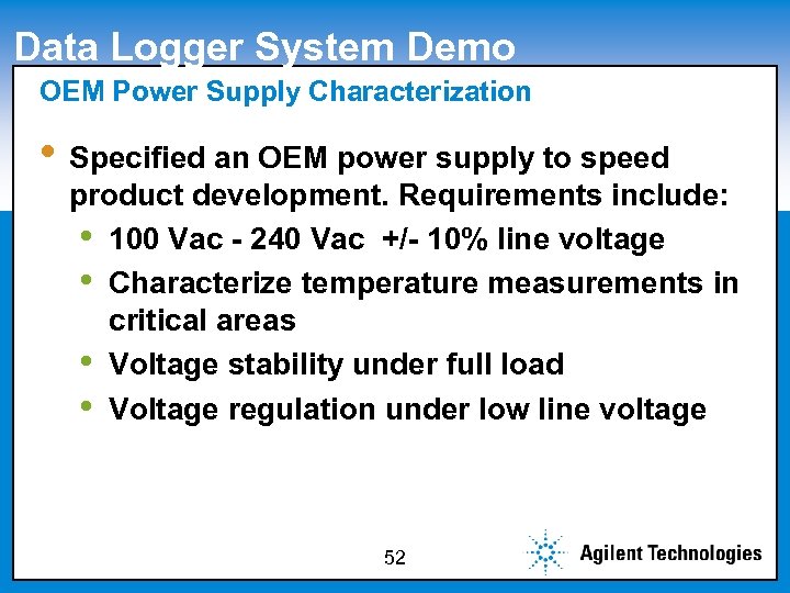 Data Logger System Demo OEM Power Supply Characterization Click to edit Master subtitle style
