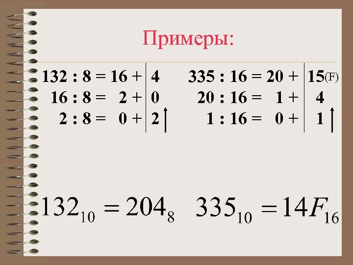 Примеры: 132 : 8 = 16 + 4 16 : 8 = 2 +