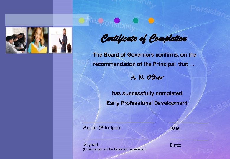 Certificate Of Completion The Board Of Governors Confirms 4843