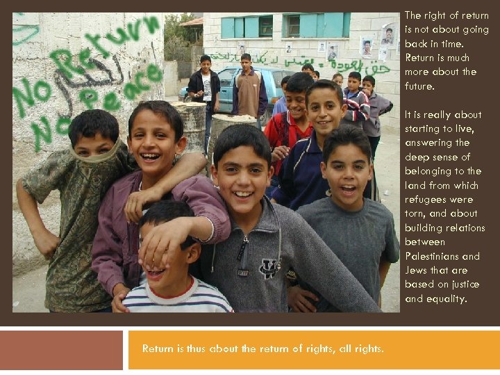 The right of return is not about going back in time. Return is much