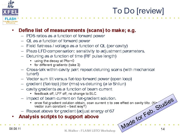 To Do [review] • Define list of measurements (scans) to make; e. g. –