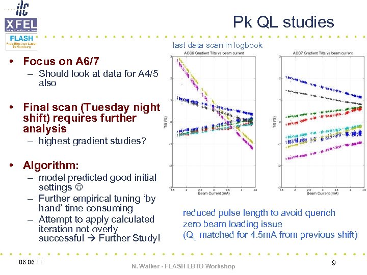 Pk QL studies last data scan in logbook • Focus on A 6/7 –