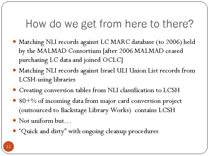 How do we get from here to there? Matching NLI records against LC MARC