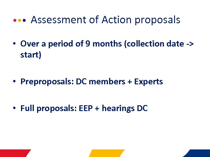  • • •   Assessment of Action proposals • Over a period of