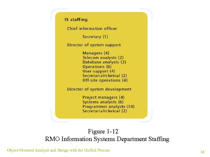 Figure 1 -12 RMO Information Systems Department Staffing Object-Oriented Analysis and Design with the