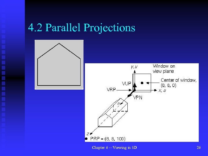 4. 2 Parallel Projections Chapter 6 -- Viewing in 3 D 26 