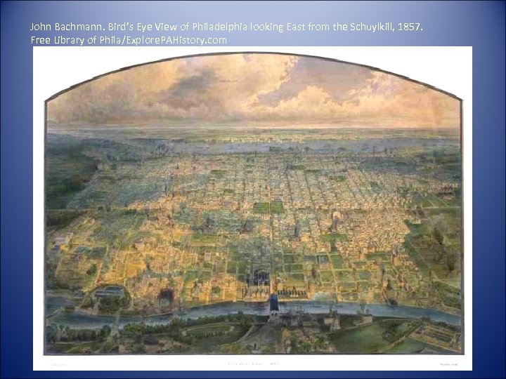 John Bachmann. Bird’s Eye View of Philadelphia looking East from the Schuylkill, 1857. Free