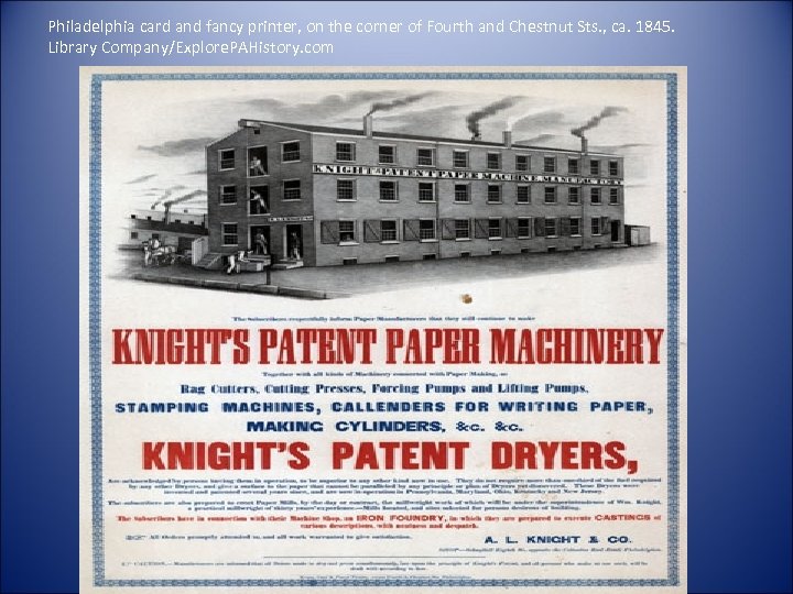 Philadelphia card and fancy printer, on the corner of Fourth and Chestnut Sts. ,