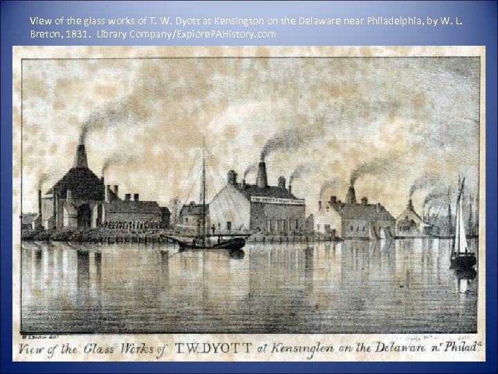 View of the glass works of T. W. Dyott at Kensington on the Delaware