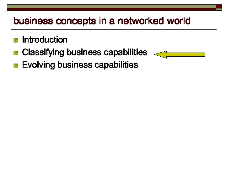 business concepts in a networked world Introduction Classifying business capabilities Evolving business capabilities 