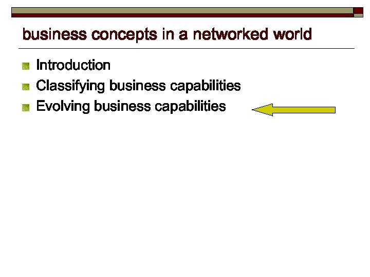 business concepts in a networked world Introduction Classifying business capabilities Evolving business capabilities 
