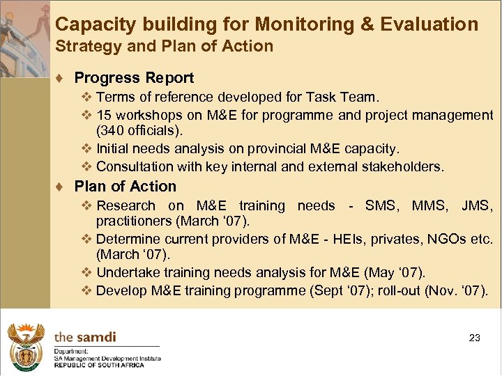 Building Capacity For Effective Government Wide Monitoring And