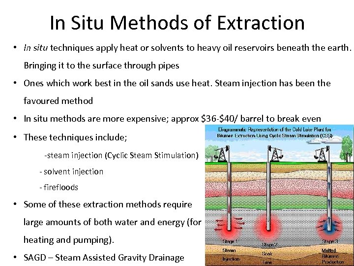 In Situ Methods of Extraction • In situ techniques apply heat or solvents to