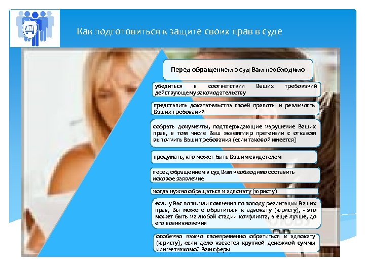 Как подготовиться к защите своих прав в суде Перед обращением в суд Вам необходимо