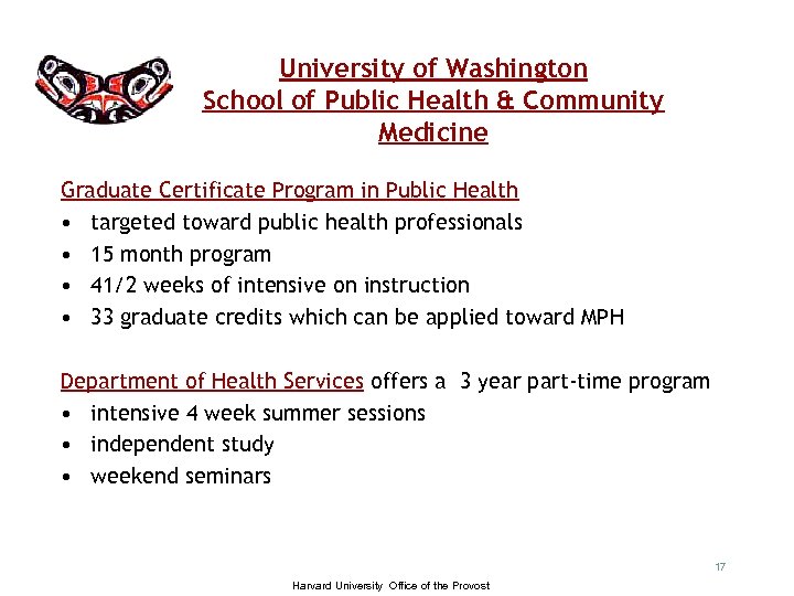 University of Washington School of Public Health & Community Medicine Graduate Certificate Program in