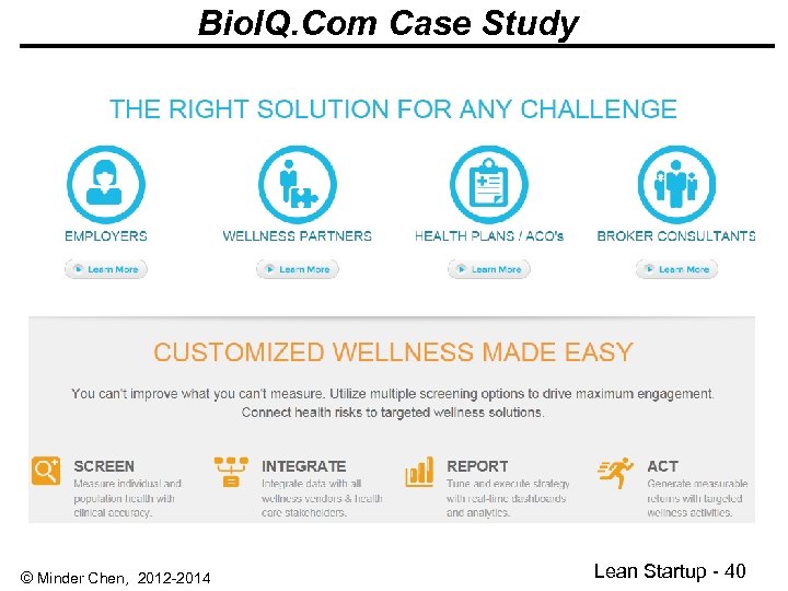 Bio. IQ. Com Case Study © Minder Chen, 2012 -2014 Lean Startup - 40