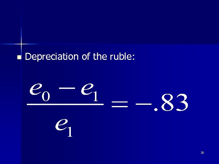 n Depreciation of the ruble: 30 