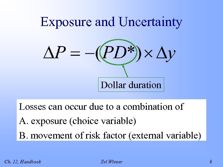 Exposure and Uncertainty Dollar duration Losses can occur due to a combination of A.