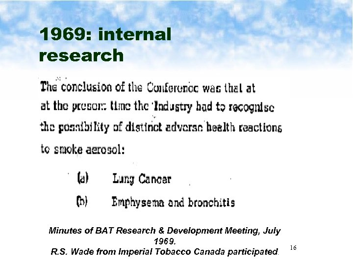 1969: internal research § du Maurier § Players § Matinee Minutes of BAT Research