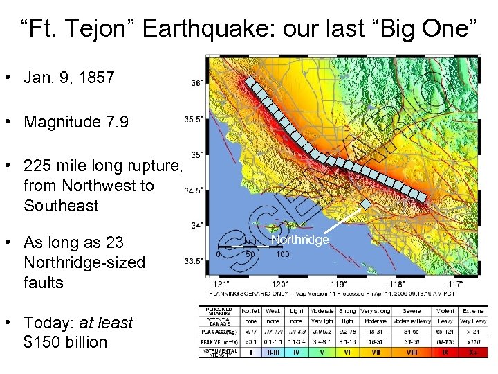 “Ft. Tejon” Earthquake: our last “Big One” • Jan. 9, 1857 • Magnitude 7.